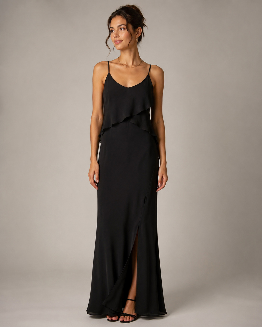 Long Paige NY Black Sheer Layered Overlay Asymmetrical Maxi Dress Size 8